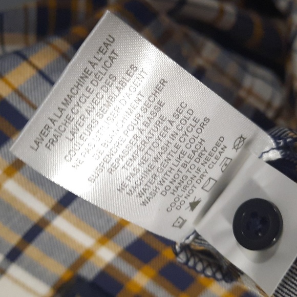 Rachel Roy Long Sleeve Navy Blue Dark Yellow Plaid BF Style Button Up Shirt - Picture 13 of 13